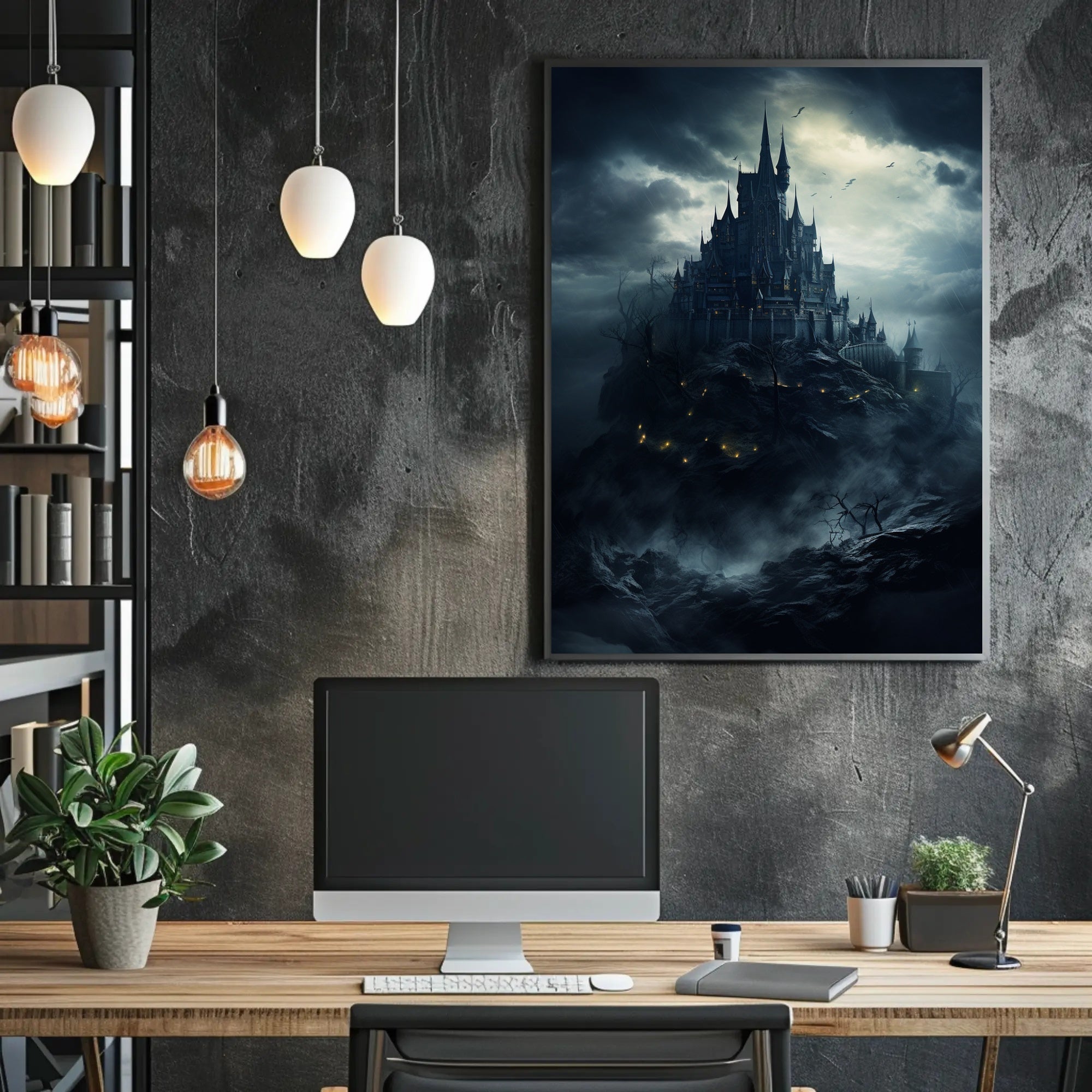 Mysterious Castle On A Stormy Night Poster