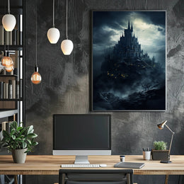 Mysterious Castle On A Stormy Night Poster