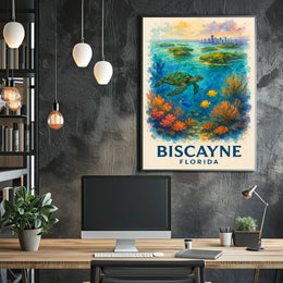 Biscayne Marine Life Watercolor Poster: Florida's Beauty