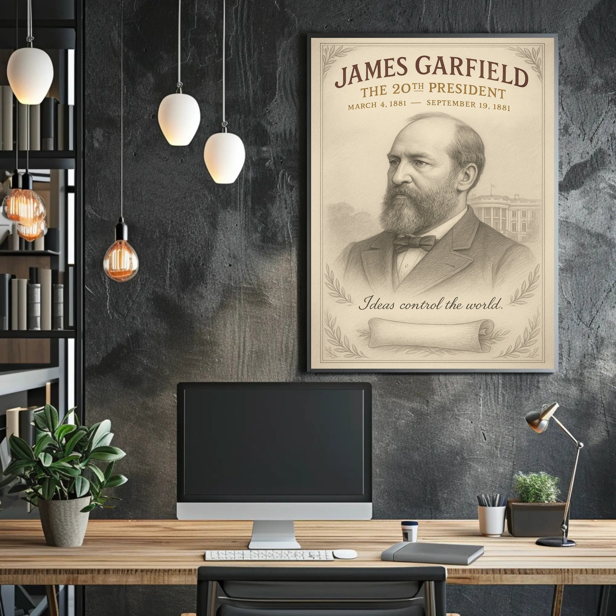 James Garfield 20th President Sketch Poster Art Print PosterGoat