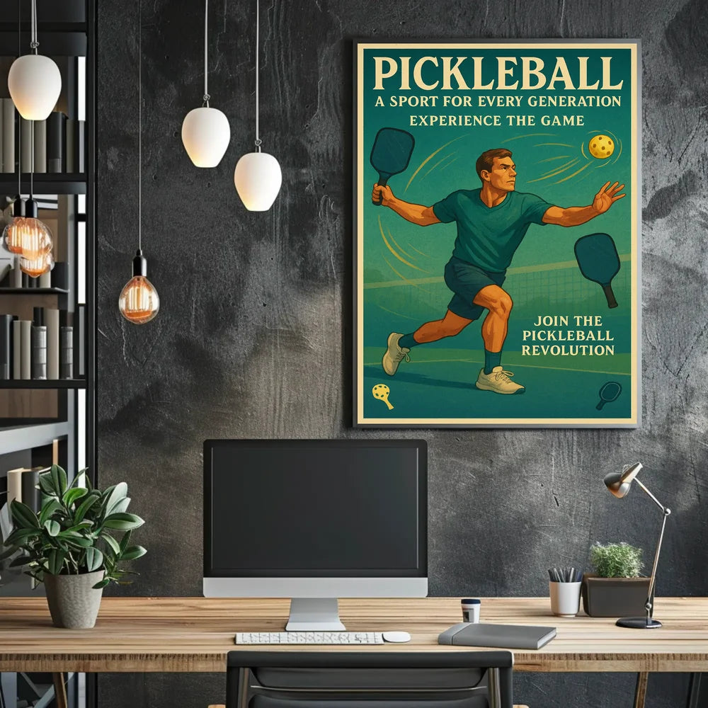 Pickleball Revolution Vintage Sports Poster PosterGoat