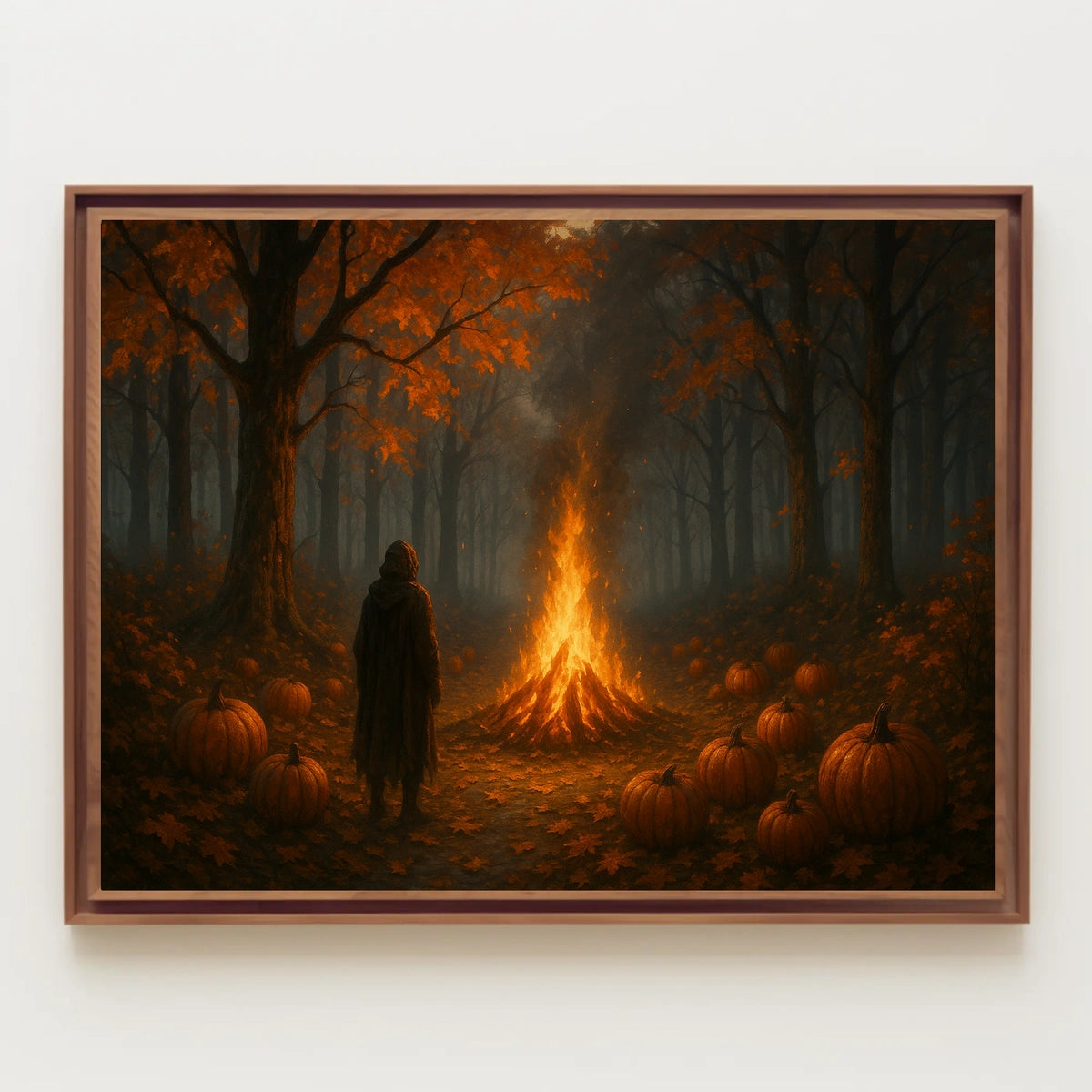 Autumn Bonfire Woods Watercolor Cozy Poster