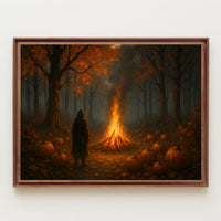 Autumn Bonfire Woods Watercolor Cozy Poster
