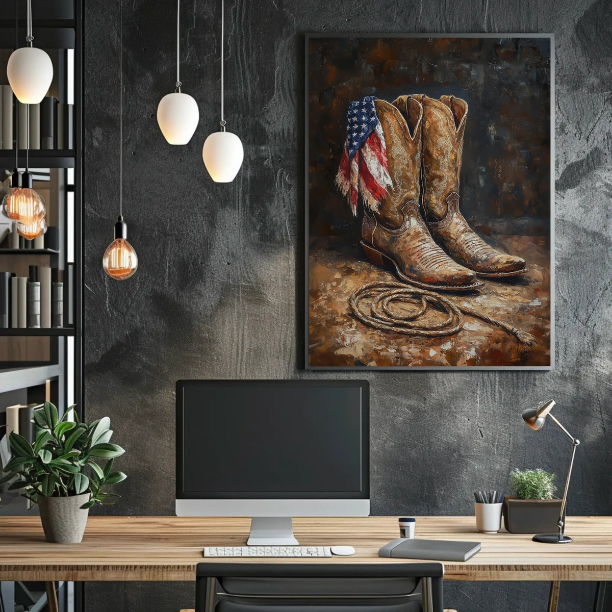 Vintage Worn Pair Of Cowboy Boots Still Life Poster