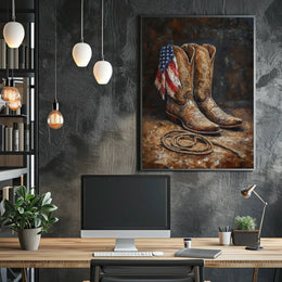 Vintage Worn Pair Of Cowboy Boots Still Life Poster