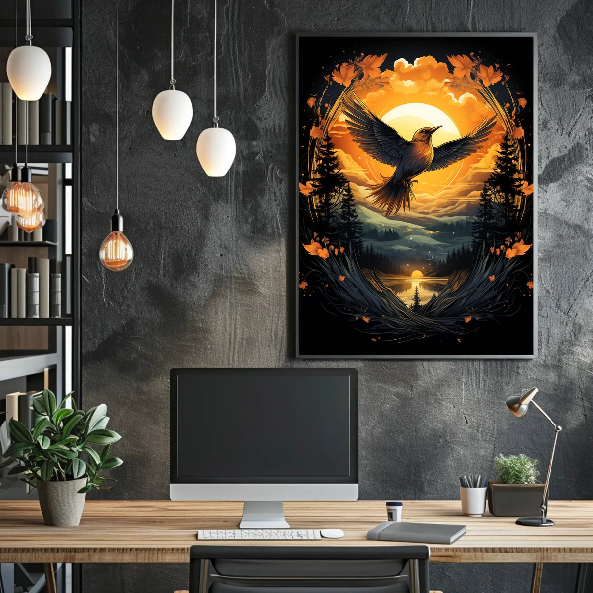 Flight At Sunset Poster