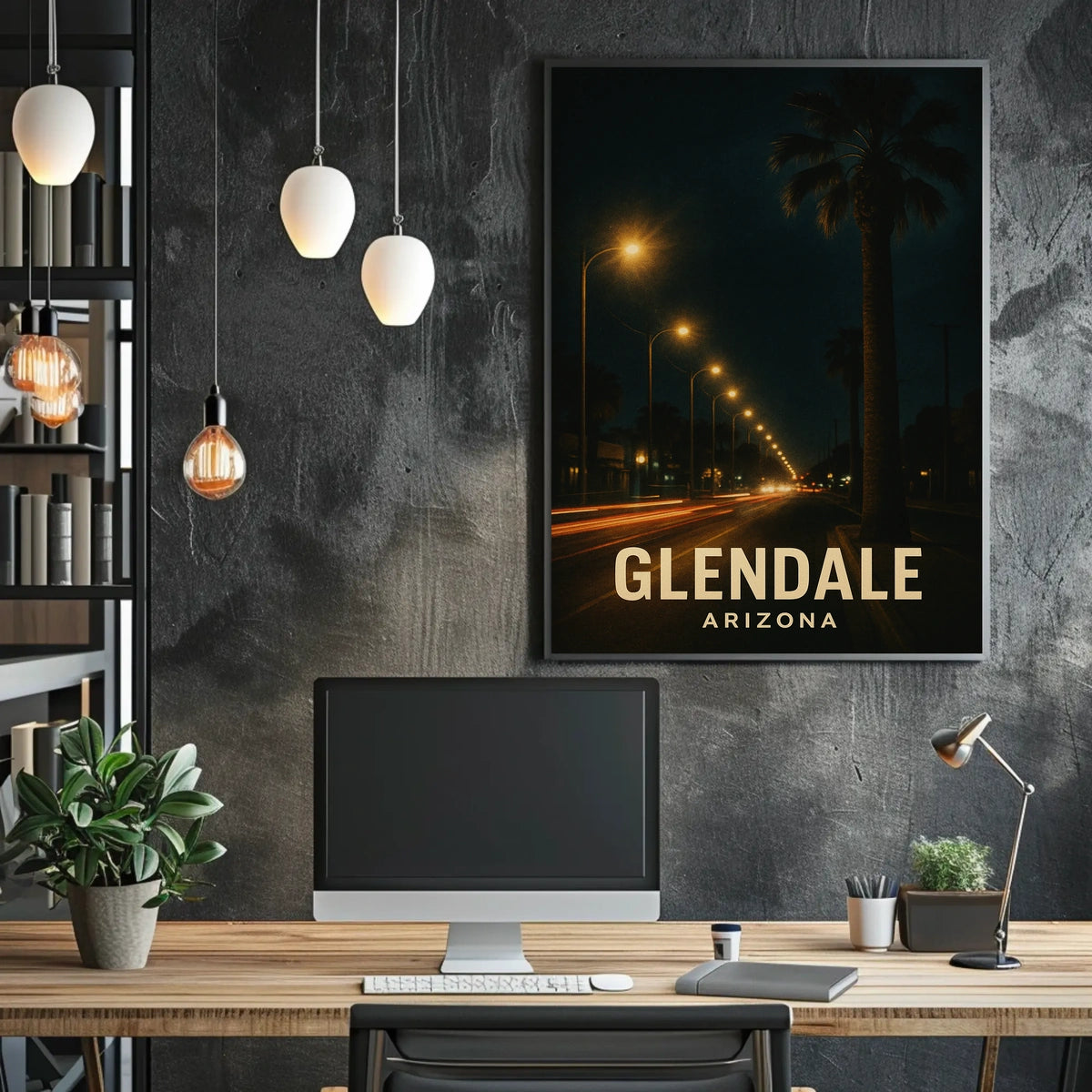 Glendale Night Lights Urban Photography Poster