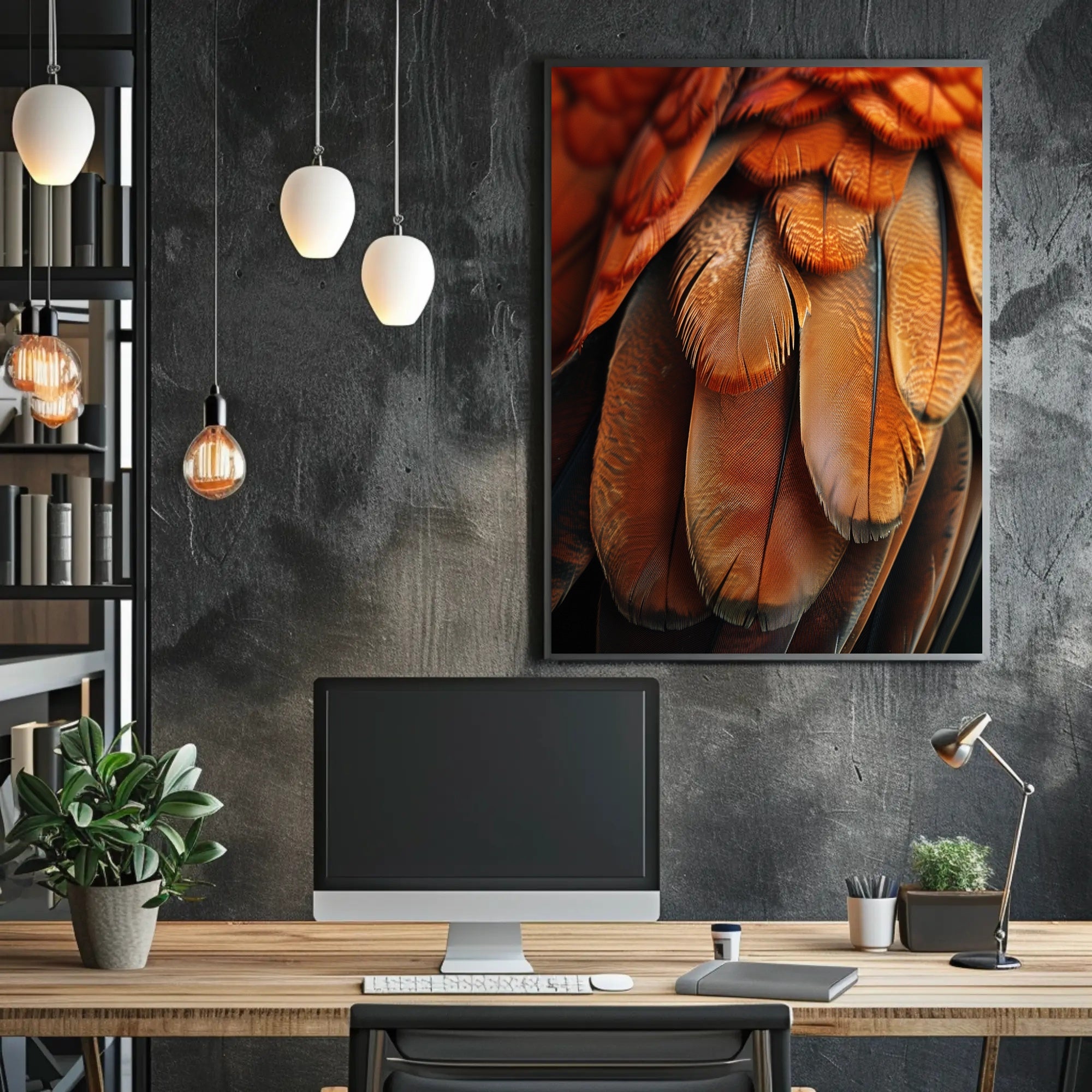 Bird Feather Textures Photorealistic Nature Art Poster PosterGoat