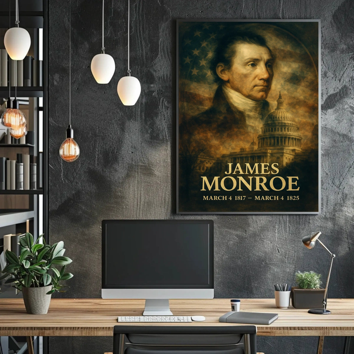 James Monroe 5th President of the United States Double Exposure Poster