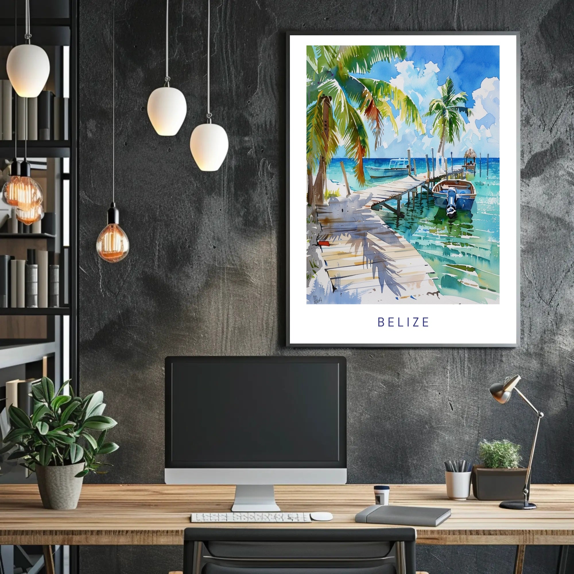 Tropical Belize Coastal Scene Travel Poster PosterGoat