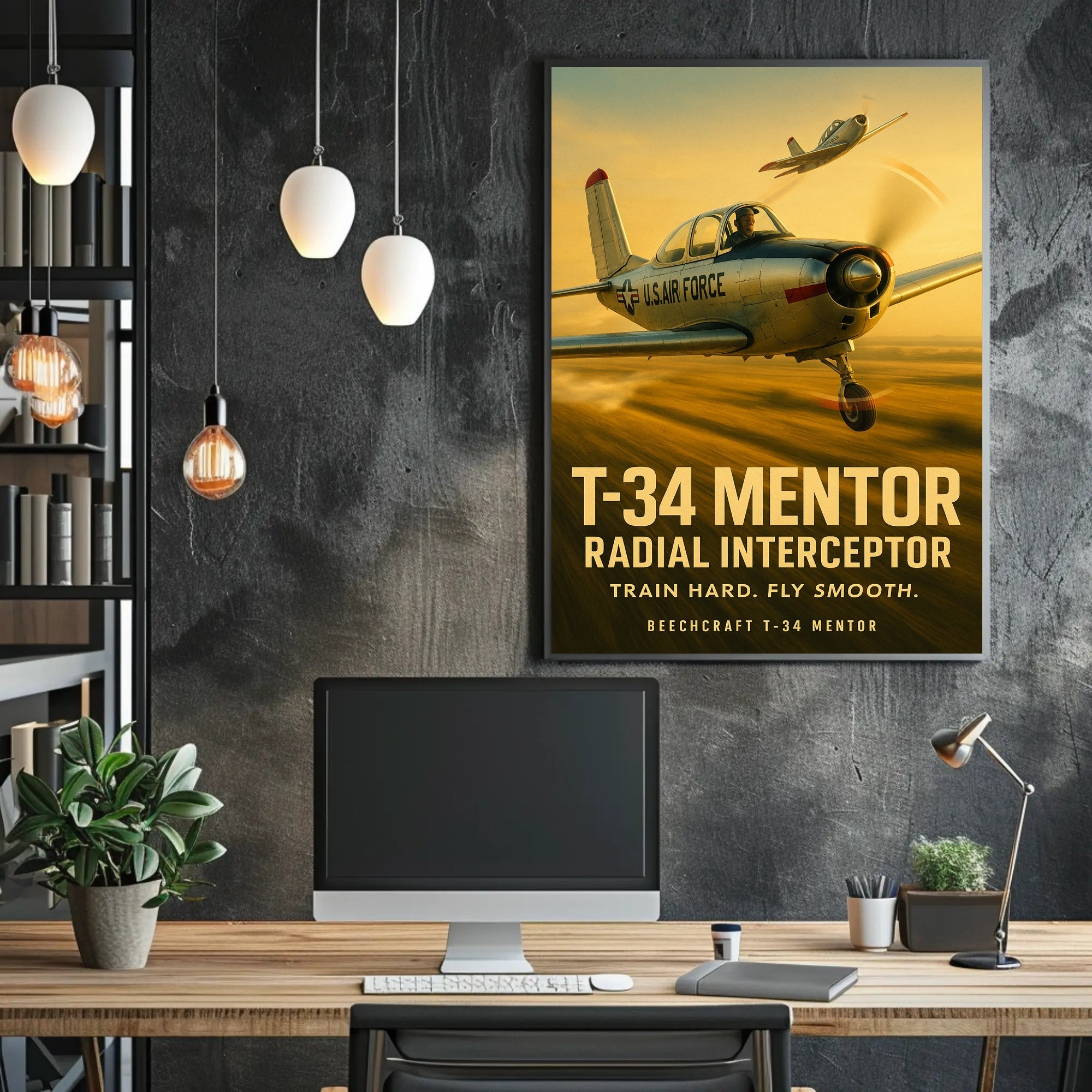 Beechcraft T-34 Mentor Mid-Century Military Poster