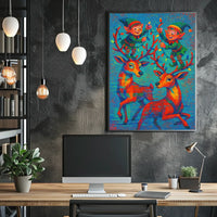 Festive Elves and Reindeer Poster