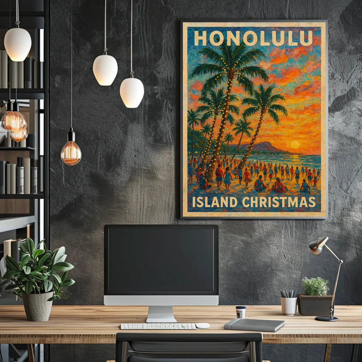 Honolulu Island Christmas Poster
