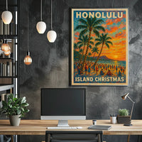 Honolulu Island Christmas Poster
