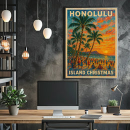Honolulu Island Christmas Poster