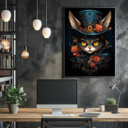 Enchanted Cat with Top Hat Fantasy or Mythology Poster
