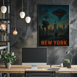 New York Futuristic Invasion Poster