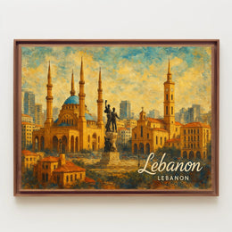 Lebanon Architectural Splendor Mediterranean Cityscape Heritage Photography Realism Art Nouveau Poster