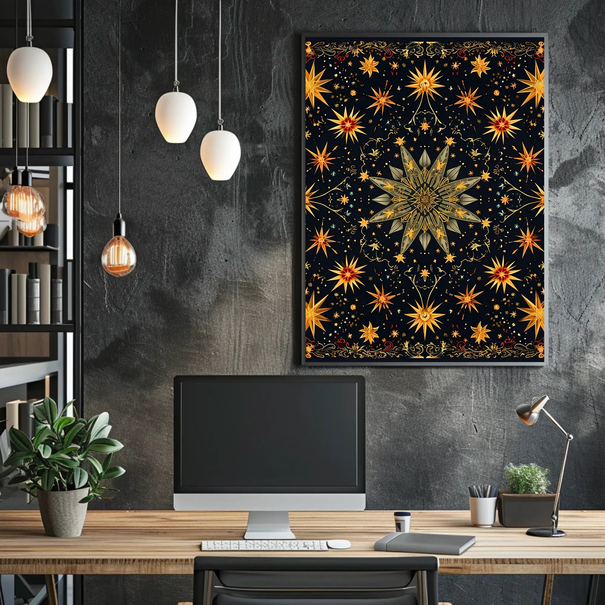 Celestial Starburst Abstract Art Poster