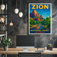 Zion National Park Utah Scenic Wanderlust Poster