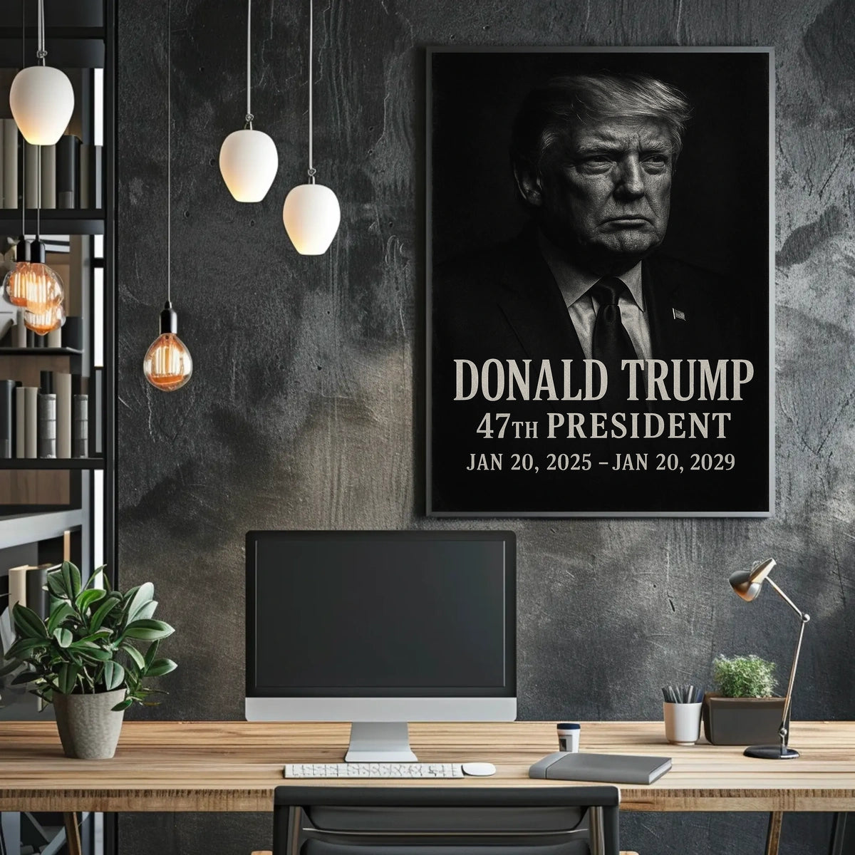 Patriotic Leader Portrait in Black and White Political Poster