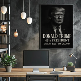 Patriotic Leader Portrait in Black and White Political Poster