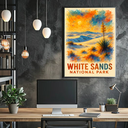 White Sands National Park Watercolor Art Poster