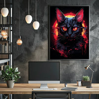 Mystical Black Cat with Fiery Red Eyes Poster