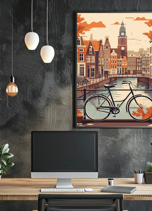 Amsterdam Canal Serene Autumn Travel Poster