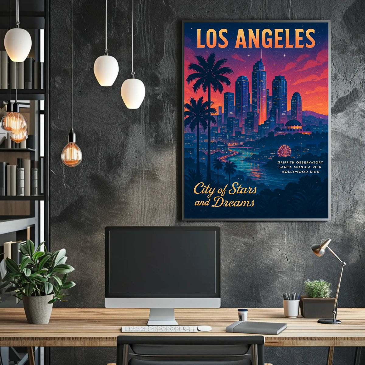 Los Angeles Dreamscape: Vintage-Inspired Cityscape Poster