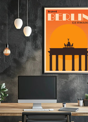 Brandenburg Gate Vintage Travel Print: Iconic Berlin Landmark Poster
