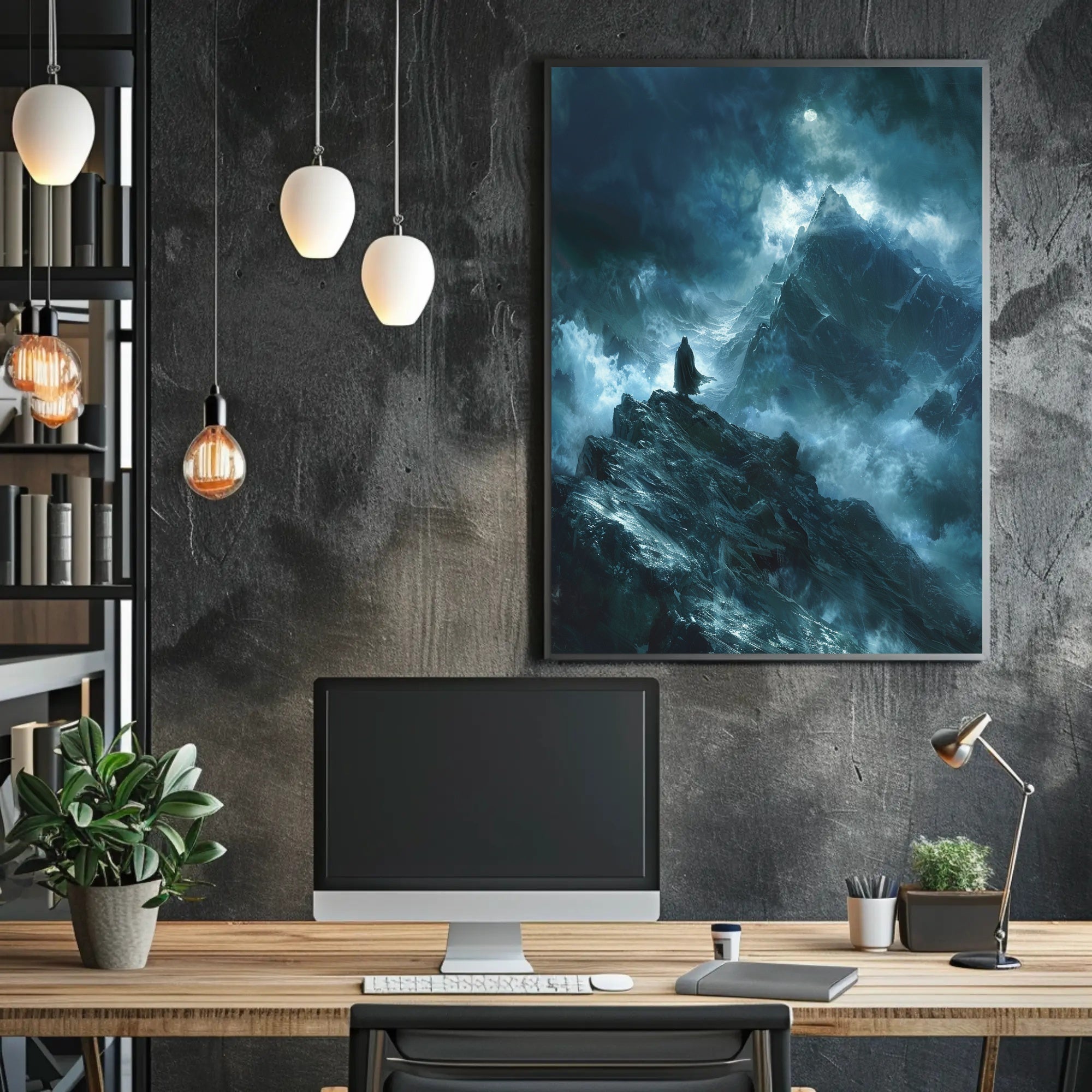 Ethereal Moonlit Adventure in Mountains Fantasy or Mythology Poster PosterGoat