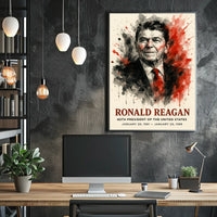 Ronald Reagan 40th President Retro 80s Poster