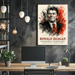 Ronald Reagan 40th President Retro 80s Poster
