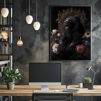 Regal Black Bear on Golden Throne Animal Poster PosterGoat