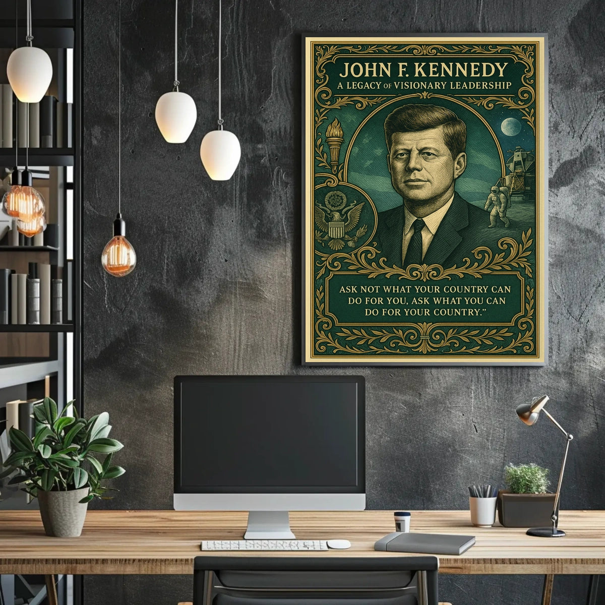 John F. Kennedy Inspirational Leadership Commemorative Poster