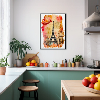 Paris Eiffel Tower Ink Sketch with Vintage Background