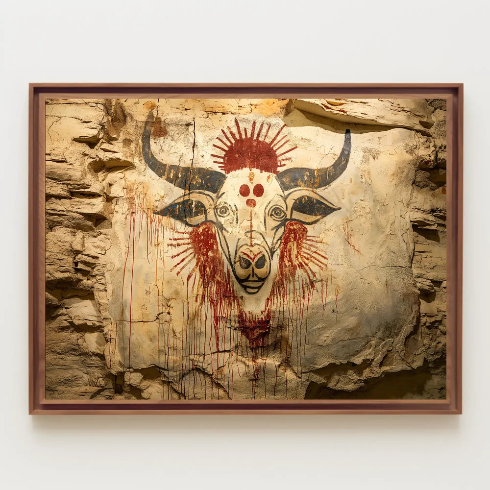 Ancient Bull Cave Art Vintage Poster Print