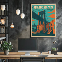 Brooklyn Bridge New York City Poster Vintage Wall Art