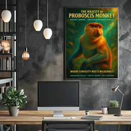 Proboscis Monkey Wonder: Educational Animal Art Poster