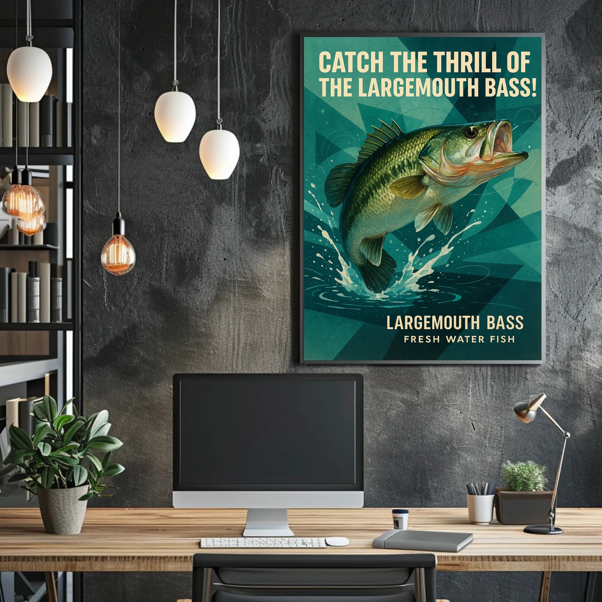 Largemouth Bass Adventure Vintage Fishing Sports Poster