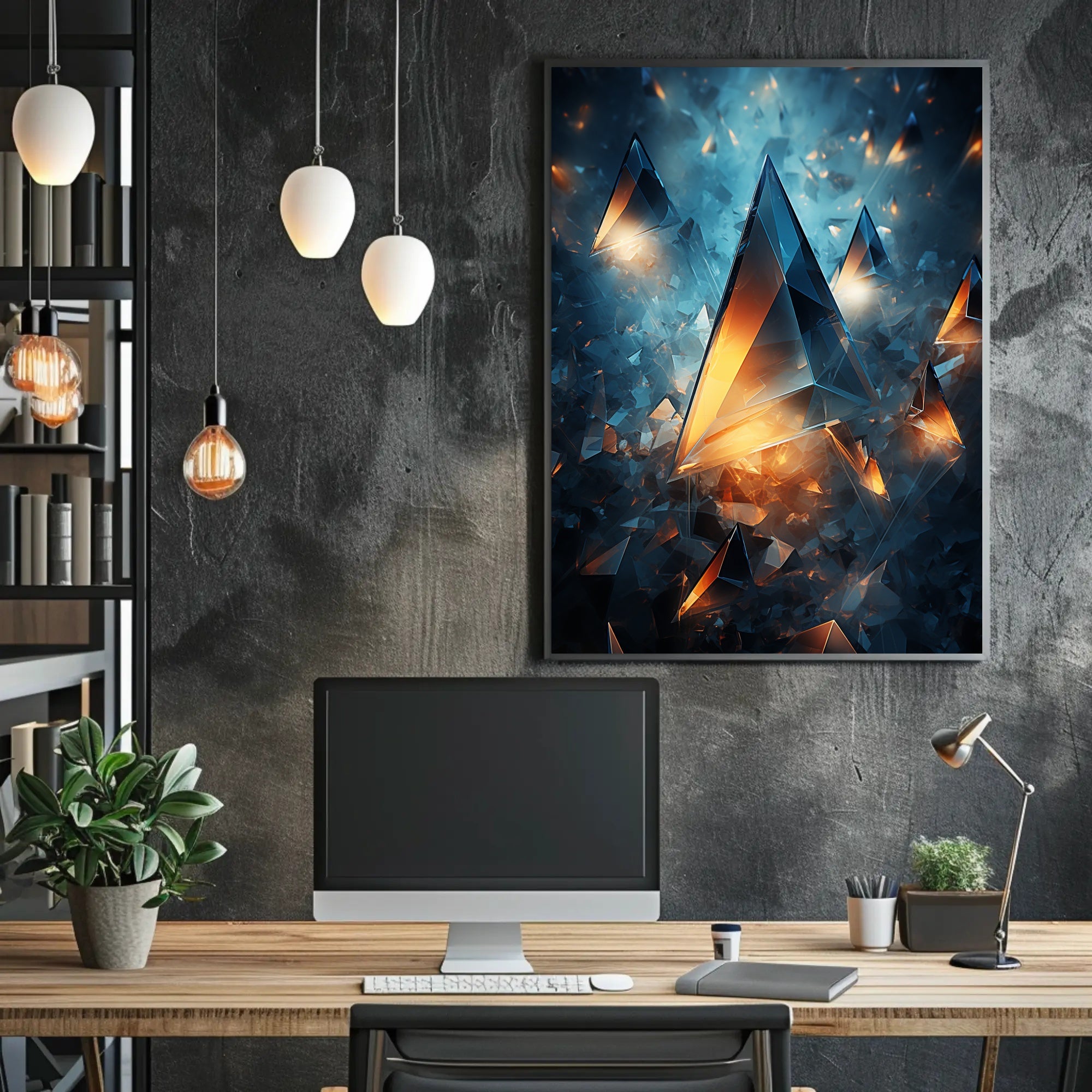 Shattered Light Abstract Geometric Art Poster