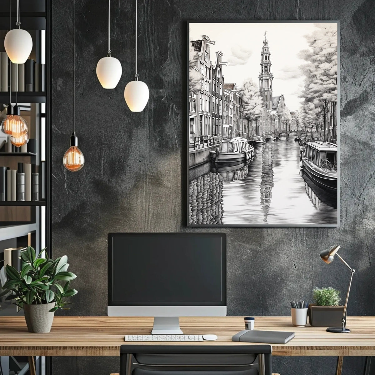 Amsterdam Canal Scene Classic Travel Poster