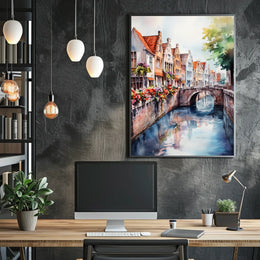 Belgium Bruges Canal and Old Town Poster
