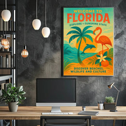 Florida Vintage Travel Poster Wall Art Print