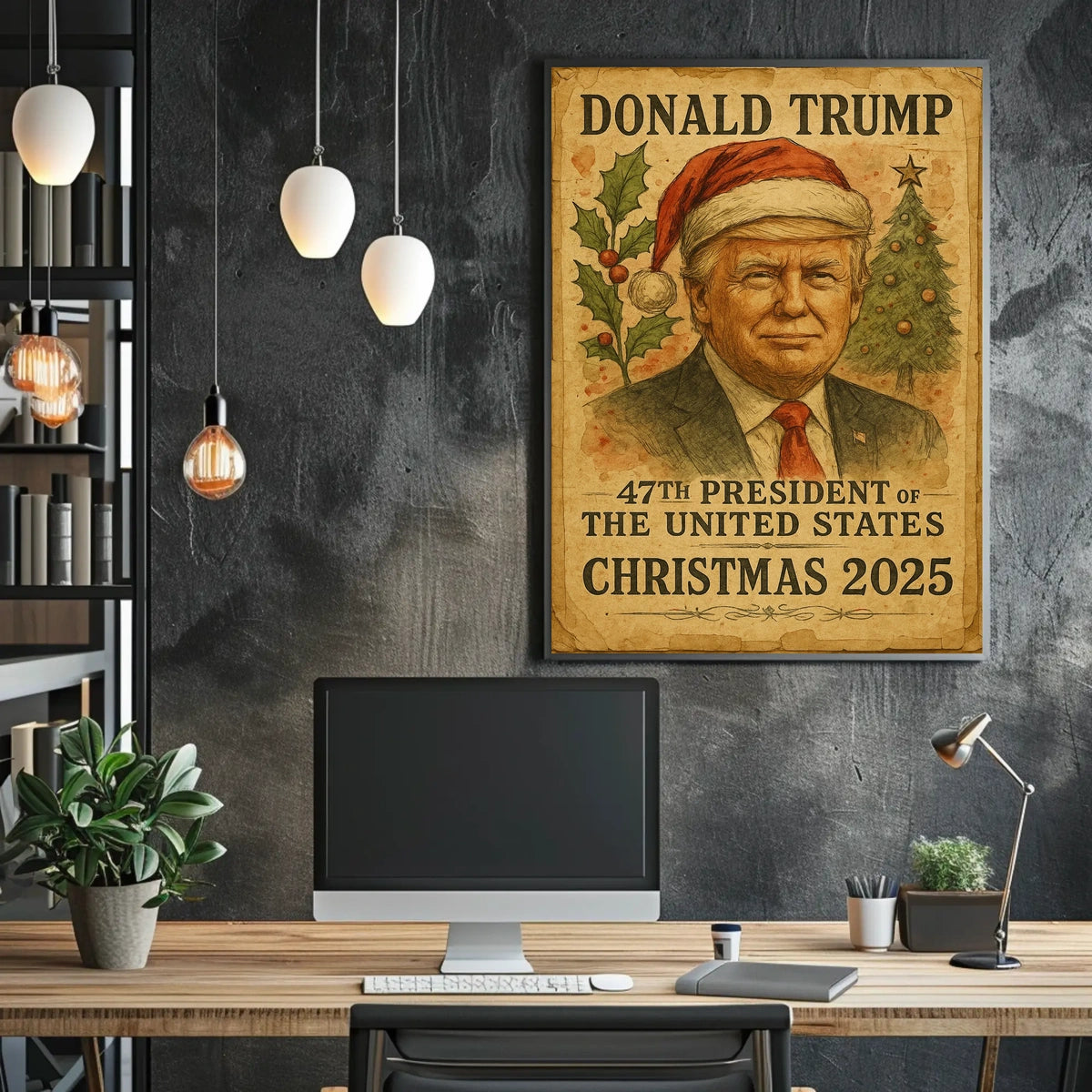 Santa Hat Trump Christmas Theme Political Poster