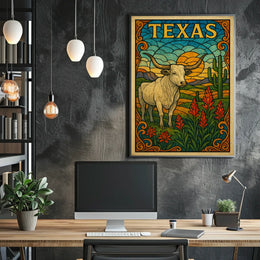 Texas Stained Glass Landscape Poster