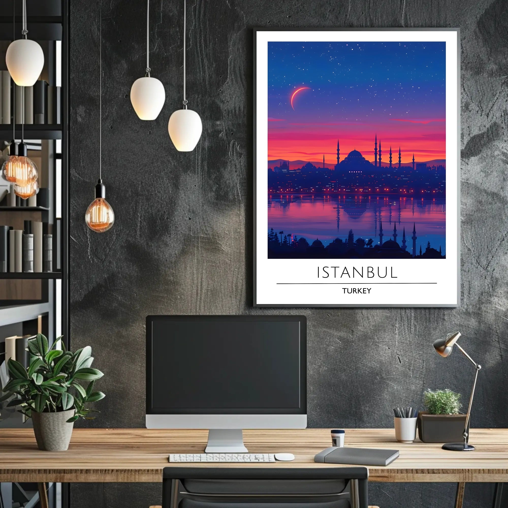 Istanbul Twilight Skyline Enchantment Urban or Cityscape Poster