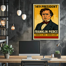 Franklin Pierce 14th President of the United States Inked Comic Style Poster