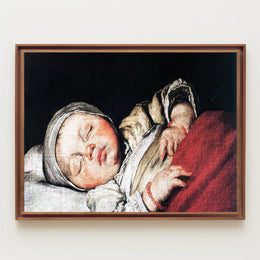 Sleeping Infant Amidst Historical Charm - Artistic Poster